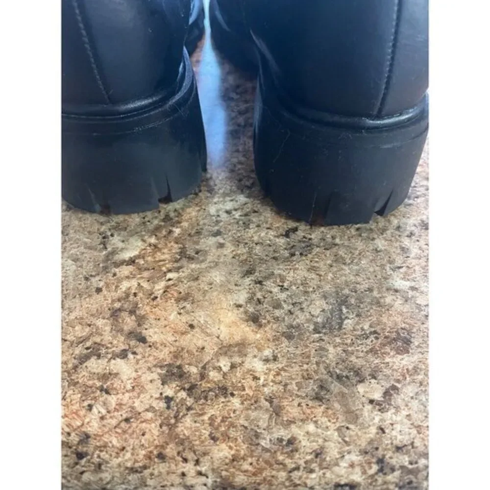 Black‎ Lace Up Ankle Boots Lug Sole Combat Style Motorcycle Fashion